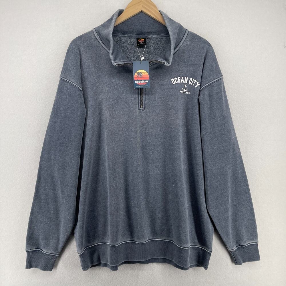 OCEAN CITY Sweatshirt Mens XL MARYLAND Atlantic Ocean Wight Bay Beach Blue NEW